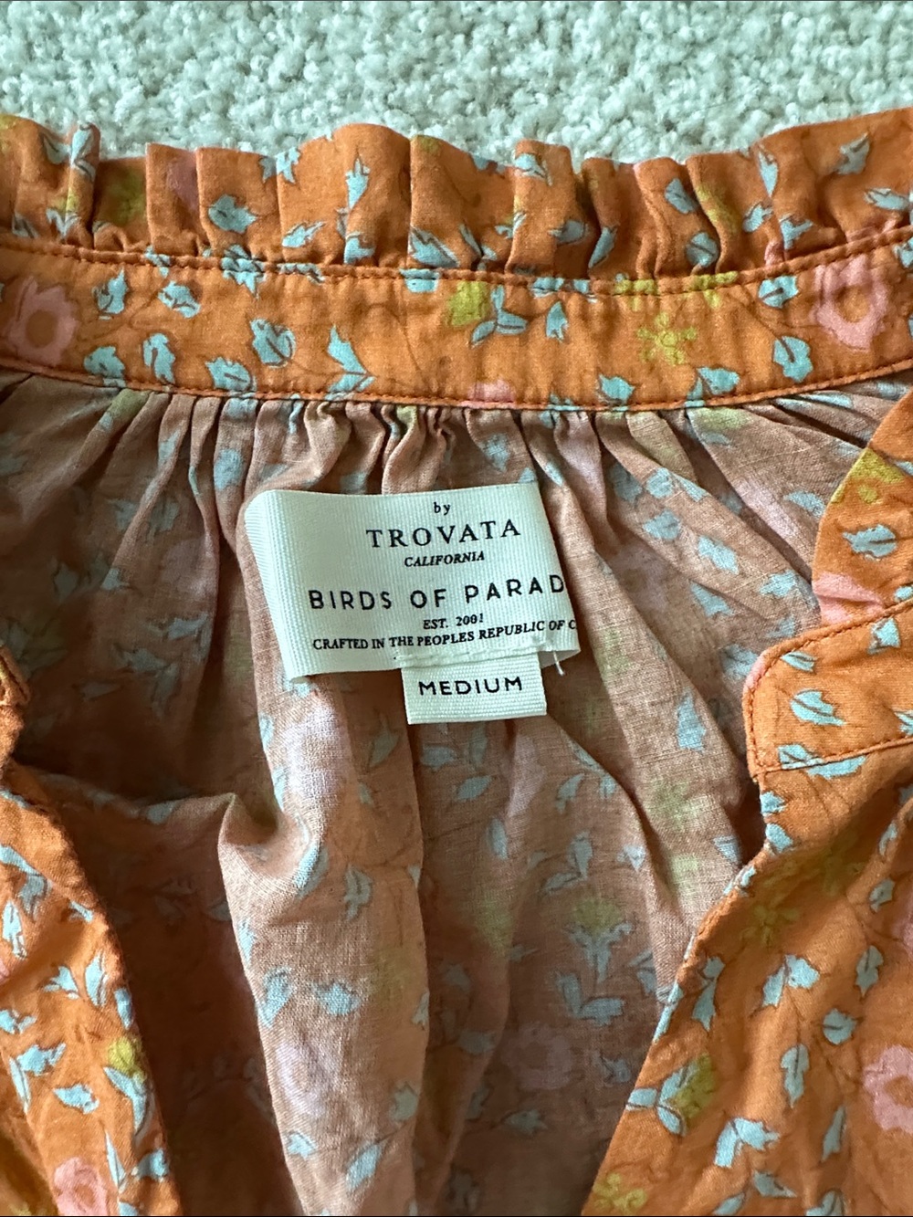Trovata Orange Floral Flutter-Sleeve Peasant Top - Picture 2 of 4